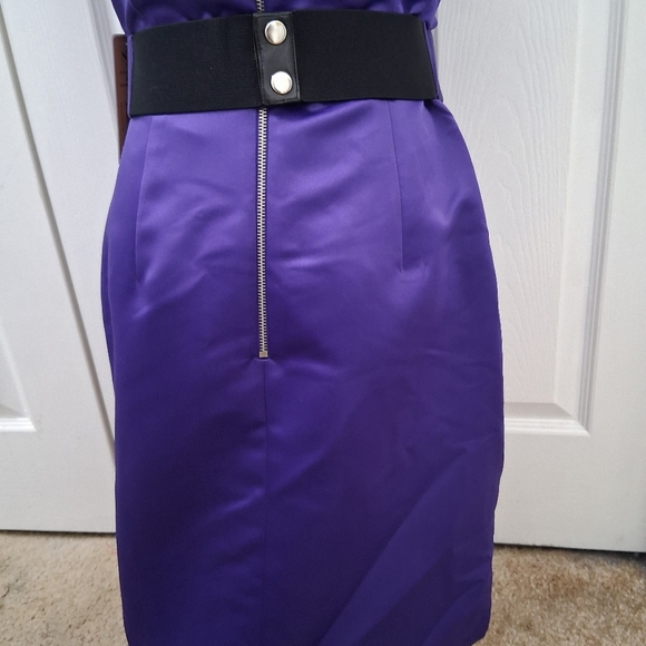 NWT Nue By Designer Shani Plum Satin Sleeveless Formal Dress  Size 10 - Picture 7 of 16